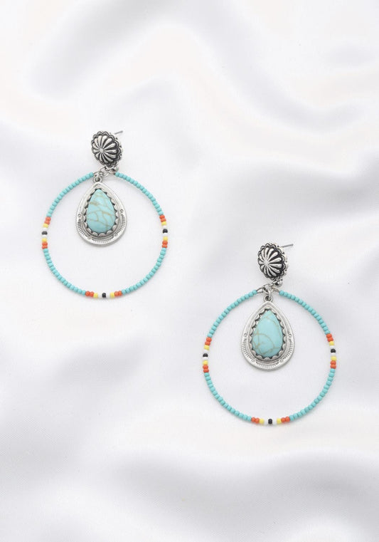 Rodeo western style stone earring